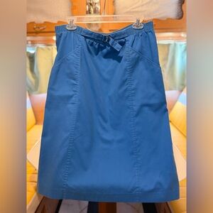 Women's Blue A-Line Skirt with Waist Tie